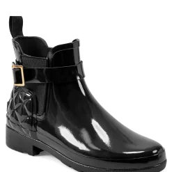 Women's Quilted Gloss Refined Slim Fit Chelsea Boots
